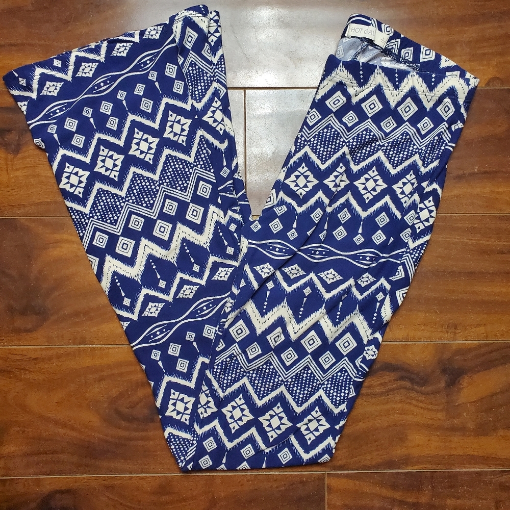 Hot Gal Blue and white pattern lounge pants
